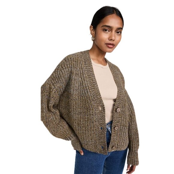 💕360 SWEATER💕 Logan Cardigan ~ Merino Wool Alpaca Blend Mocha Medium NWT - Picture 1 of 13